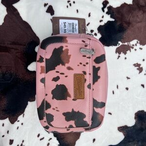 Wrangler Pink and Black Cow Print Belt Bag